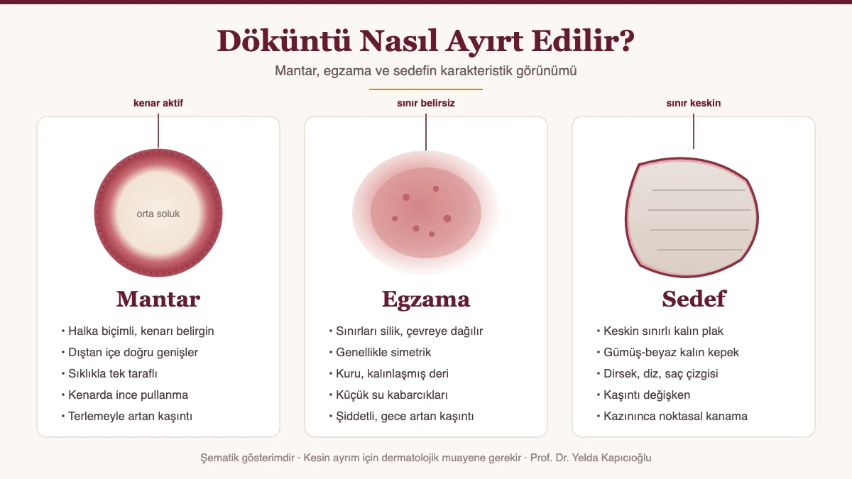 Mantar, egzama ve sedef döküntüsü nasıl ayrılır şeması - Prof. Dr. Yelda Kapıcıoğlu